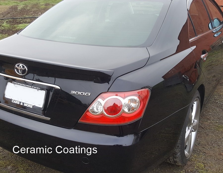 Black Toyota after ceramic coating applied
