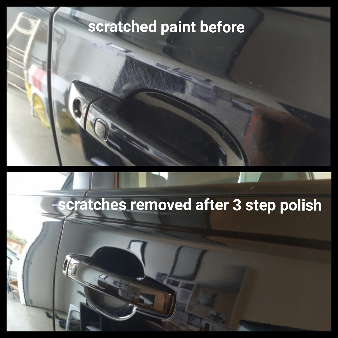 Door handle scratches removed cut and polish